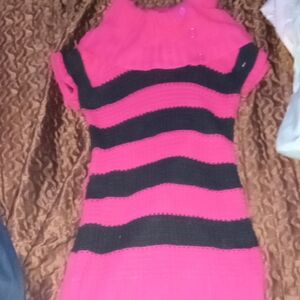 Stylish Pink and Black Striped Dress